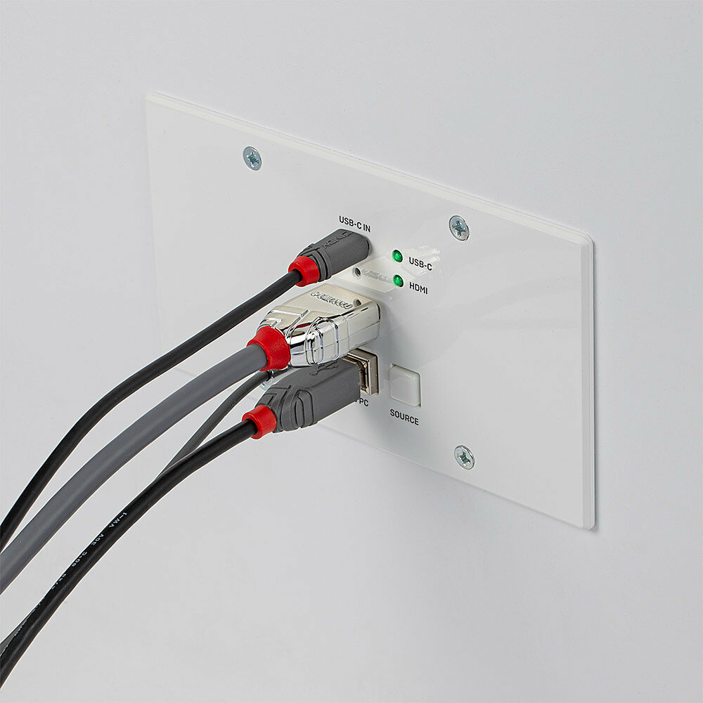 Lindy 150m Cat.6 HDMI 4K60 & Type C HDBaseT EU Wall Plate KVM Extender, Transmitter – image 5
