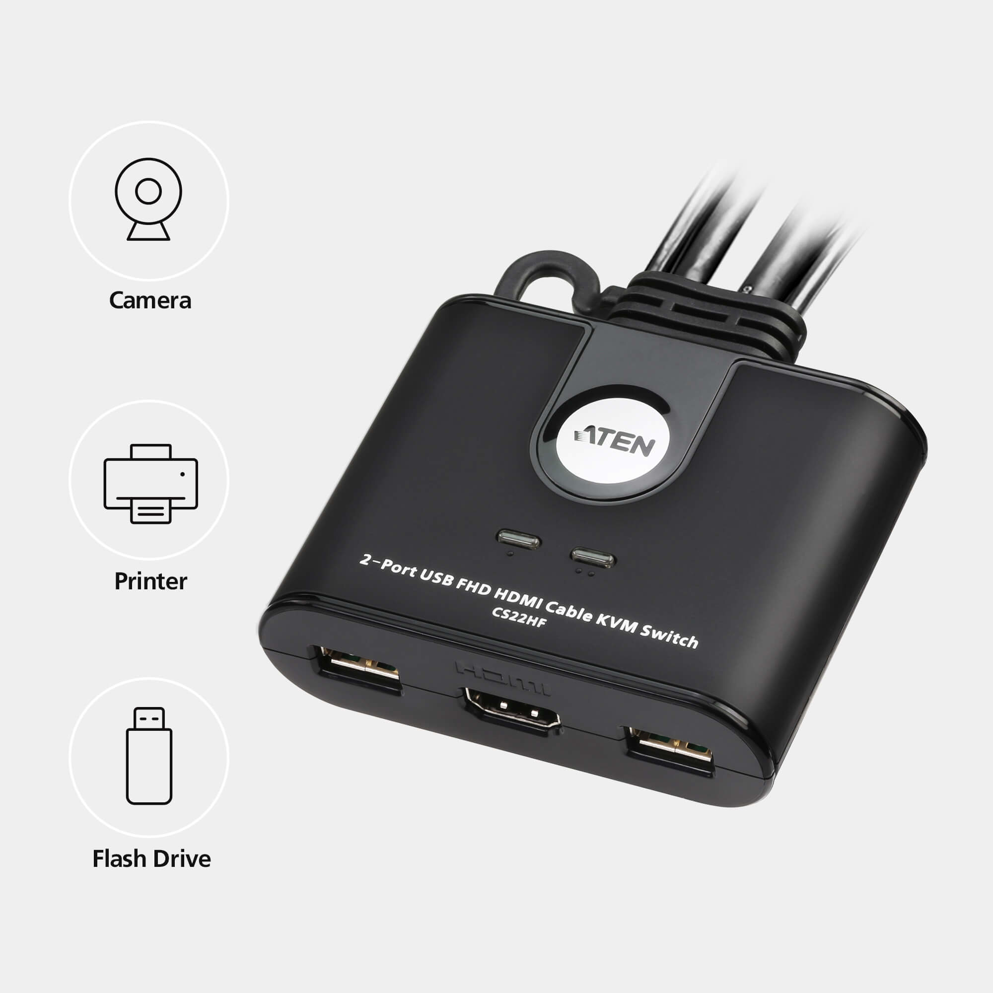 ATEN 2-Port USB FHD HDMI Cable KVM Switch – image 2