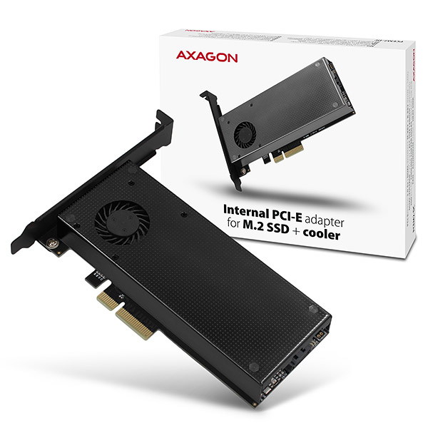 Axagon PCEM2-DC PCIe x4 - M.2 NVMe M-key + SATA B-key slot adapter w. cooler, SP & LP – image 3