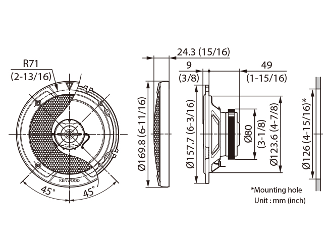 Kenwood KFC-S1677EX car speaker Round 2-way – image 5