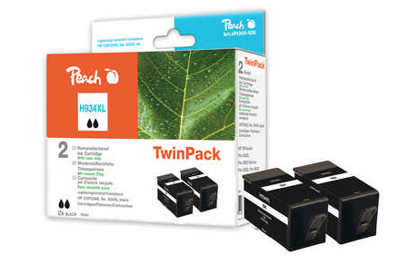 Peach Twin Pack Ink Cartridge with chip black HC, compatible with No. 934XL, C2P23AE