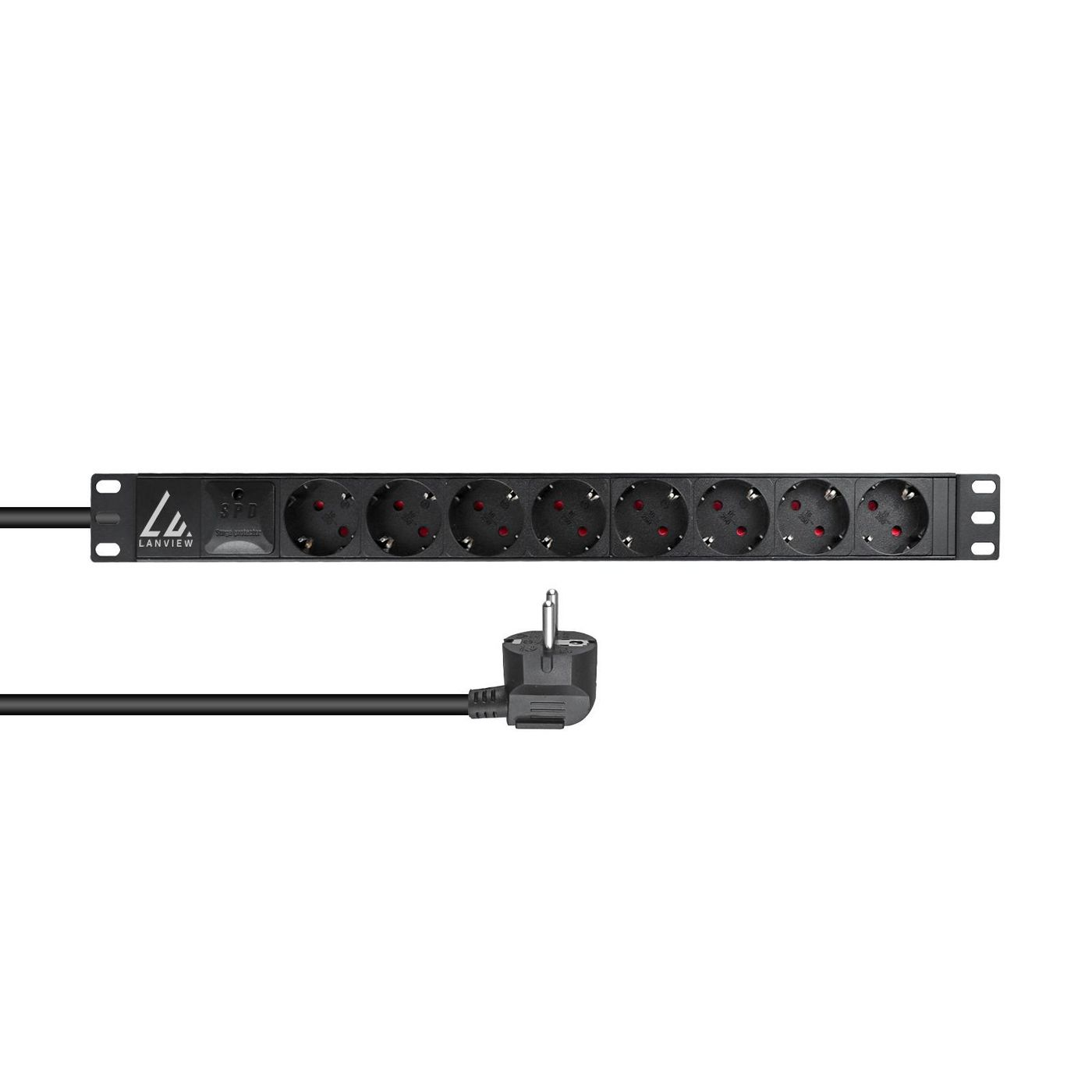 Lanview LVR-2MSCH-SPD-SCH8 power distribution unit (PDU) 8 AC outlet(s) 1U Black – image 1