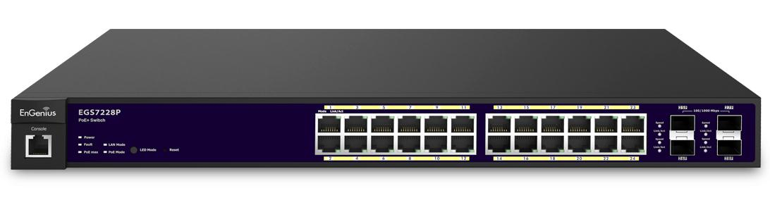 EnGenius EGS7228P network switch Managed L2 Gigabit Ethernet (10/100/1000) Power over Ethernet (PoE) Black, Blue – image 1