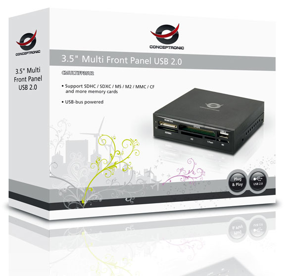 Conceptronic CMULTIFP35U2 card reader USB 2.0 Internal Black
