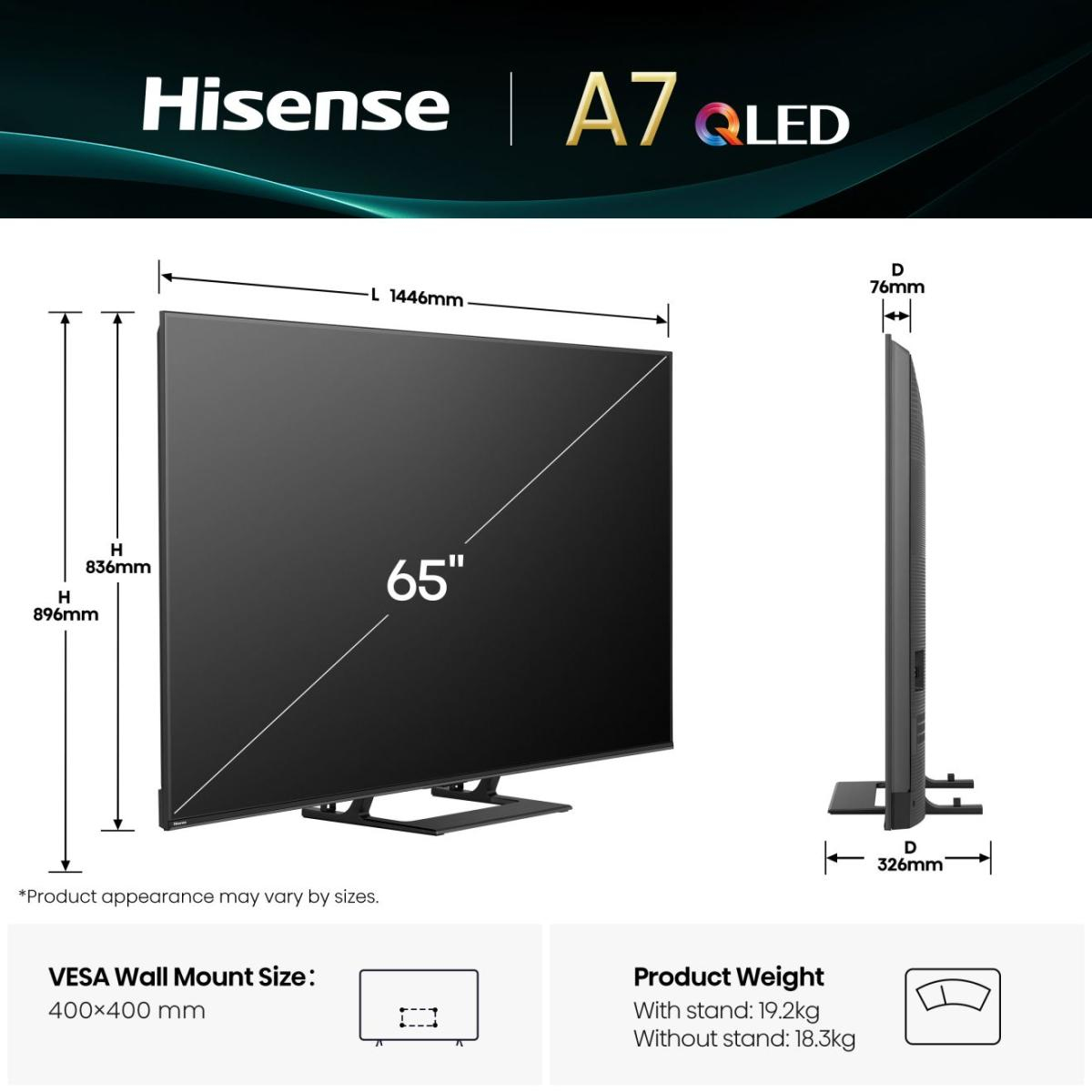 TV QLED HISENSE 65A7Q 2025 (164cm) — photo 2