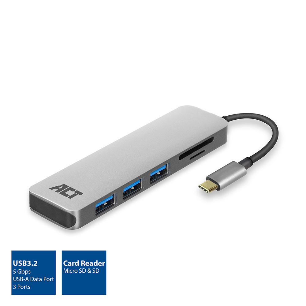 ACT AC7051 USB-C Hub 3 port and cardreader – image 1