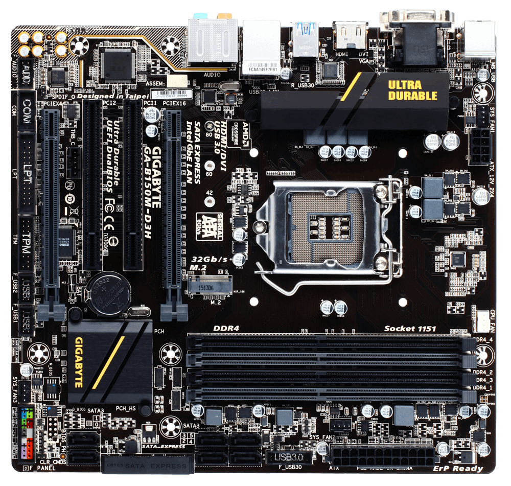 GIGABYTE GA-B150M-D3H motherboard Intel® B150 LGA 1151 (Socket H4) micro ATX – image 2
