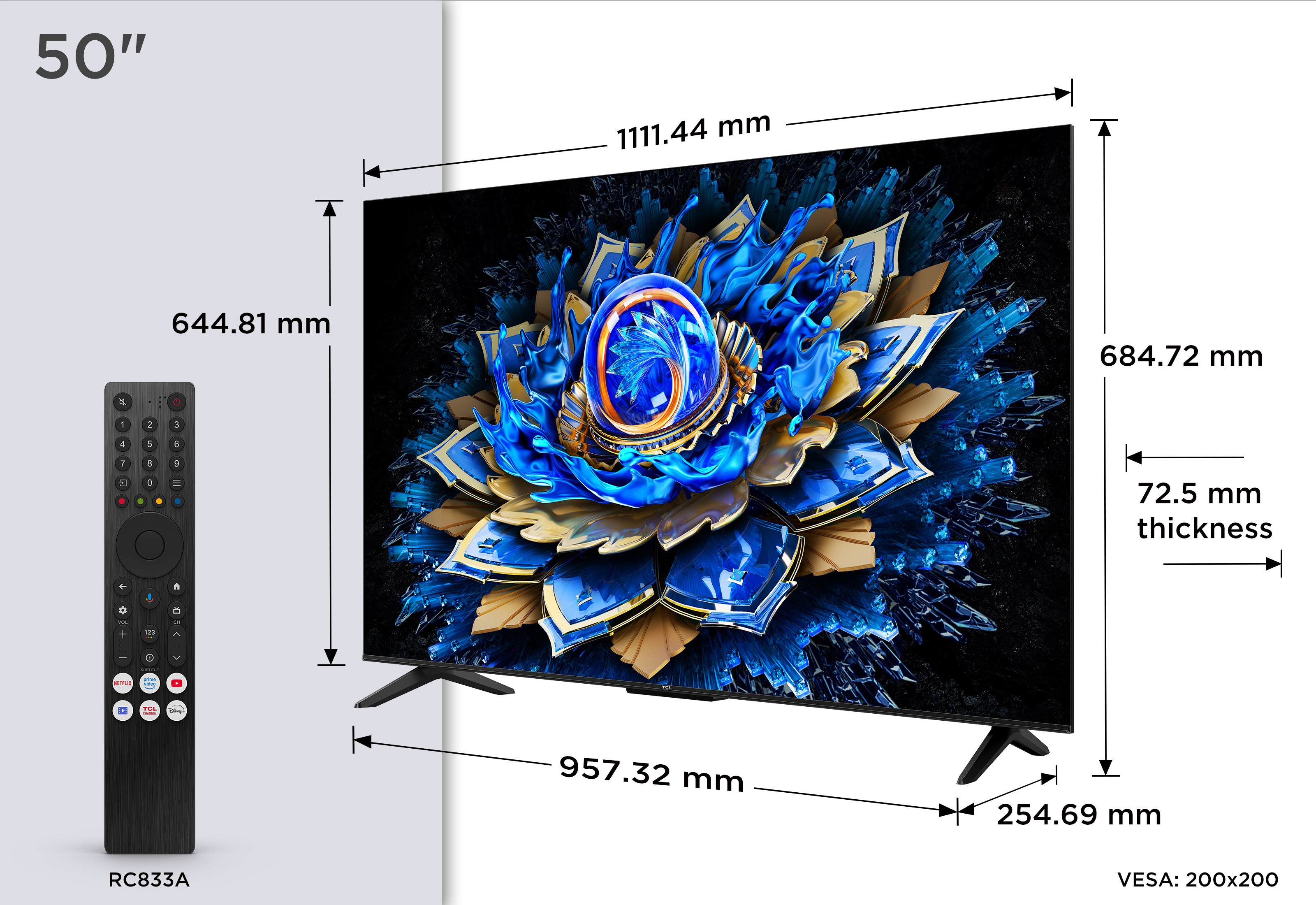 TCL 50T69C TV QLED 50 (127 cm) 4K UHD 3840x2160 HDR10 Android TV 3xHDMI 2.1 WiFi — photo 4