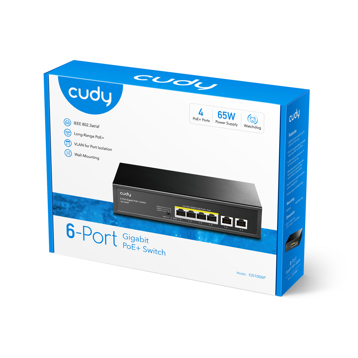 Cudy GS1006P network switch Unmanaged Gigabit Ethernet (10/100/1000) Power over Ethernet (PoE) Black – image 3