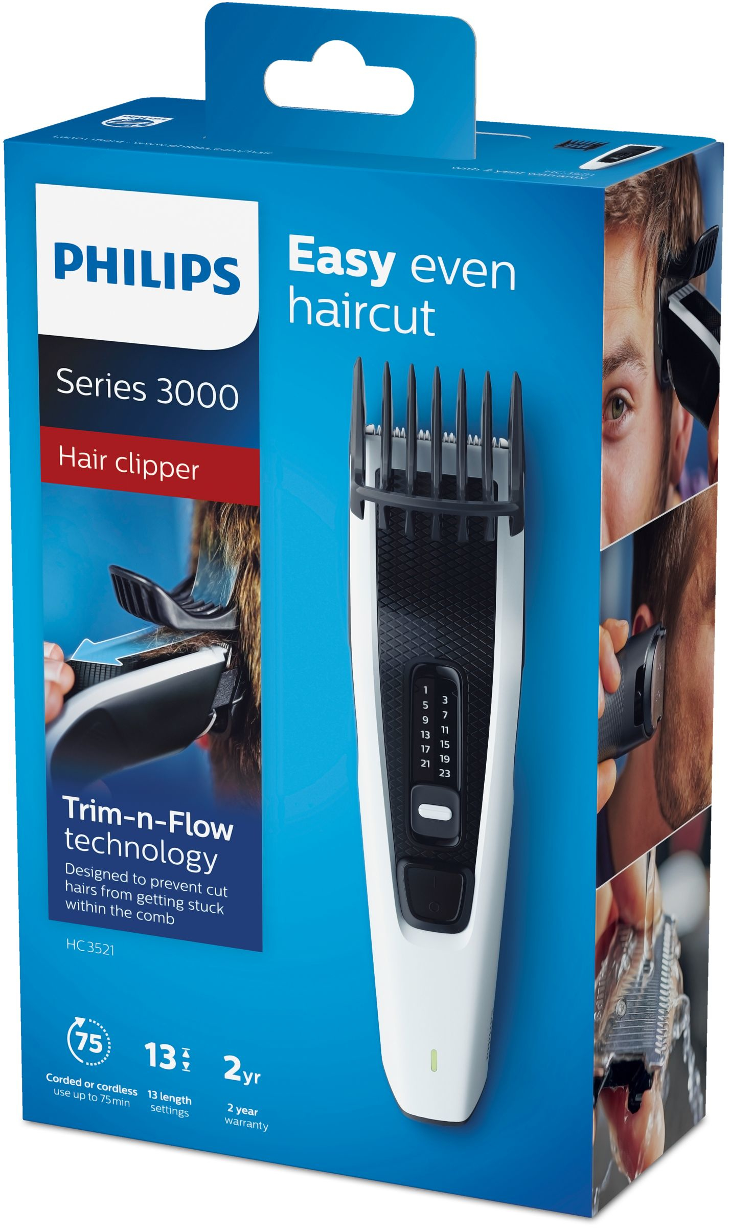 Philips HAIRCLIPPER Series 3000 HC3521/15 hair trimmers/clipper Black, White 13 Nickel-Metal Hydride (NiMH) – image 2