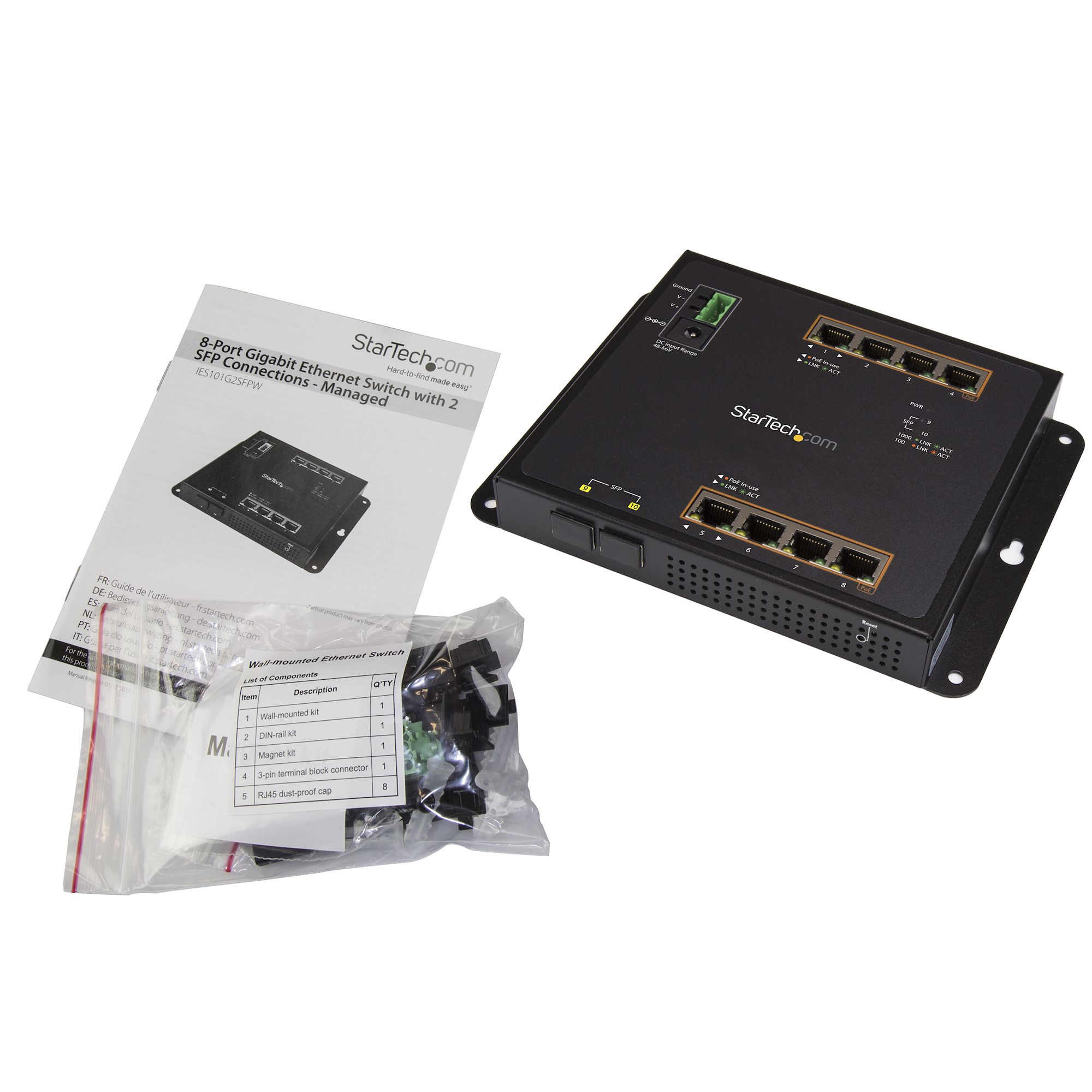 StarTech.com Industrial 8 Port Gigabit PoE+ Switch w/2 SFP MSA Slots – image 4