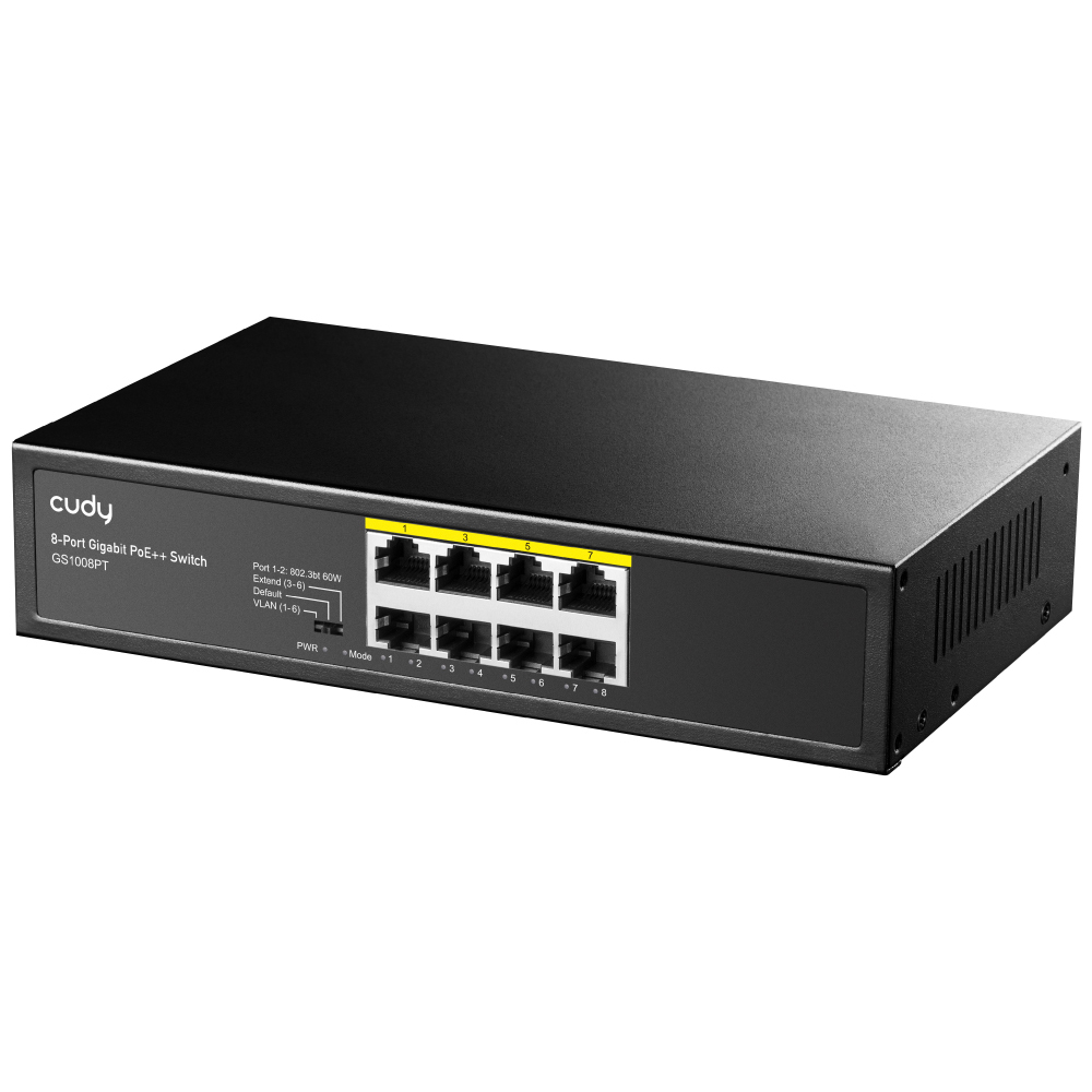 Cudy GS1008PT network switch Gigabit Ethernet (10/100/1000) Power over Ethernet (PoE) Black – image 2