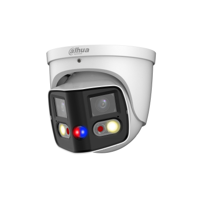 Cámara IP Dahua IPC-PDW3849-A180-AS-PV - 2x4MP - Lente Fijo - IR 25M - Disuasión Activa - Ethernet - DH-IPC-PDW3849-A180-AS-PV
