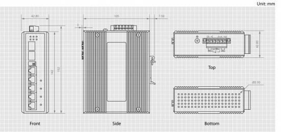 LevelOne 6-Port Gigabit Industrial Switch, 1 x SFP, 1 x SFP/RJ45 Combo, -40°C to 75°C, DIN-Rail – image 2