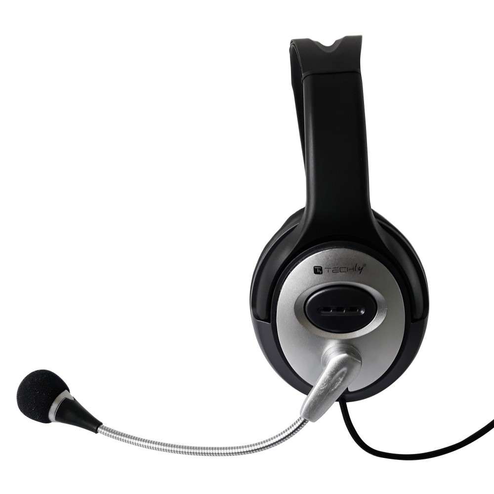 Techly ICC-SH-555TY headphones/headset Wired Head-band Office/Call center Black, Silver – image 3
