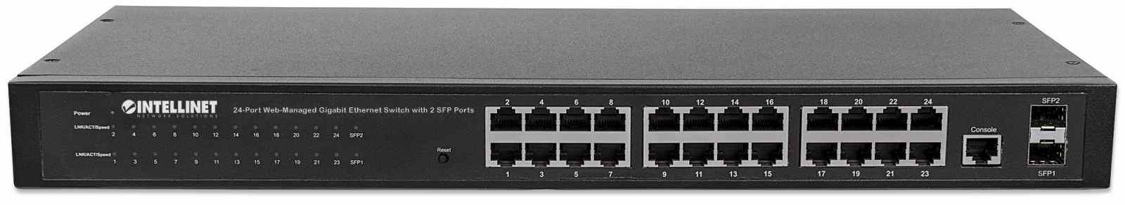 Intellinet 24-Port Network Switch, 24-Port (RJ45), Rackmount, Gigabit, 4 SFP, Ethernet Web-Smart, 10/100/1000 Mbit/ (With UK Power Cord) – image 4