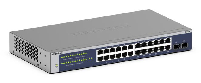 NETGEAR GS724T-600NAS network switch Managed L2+/L3 Gigabit Ethernet (10/100/1000) 1U Blue, Grey