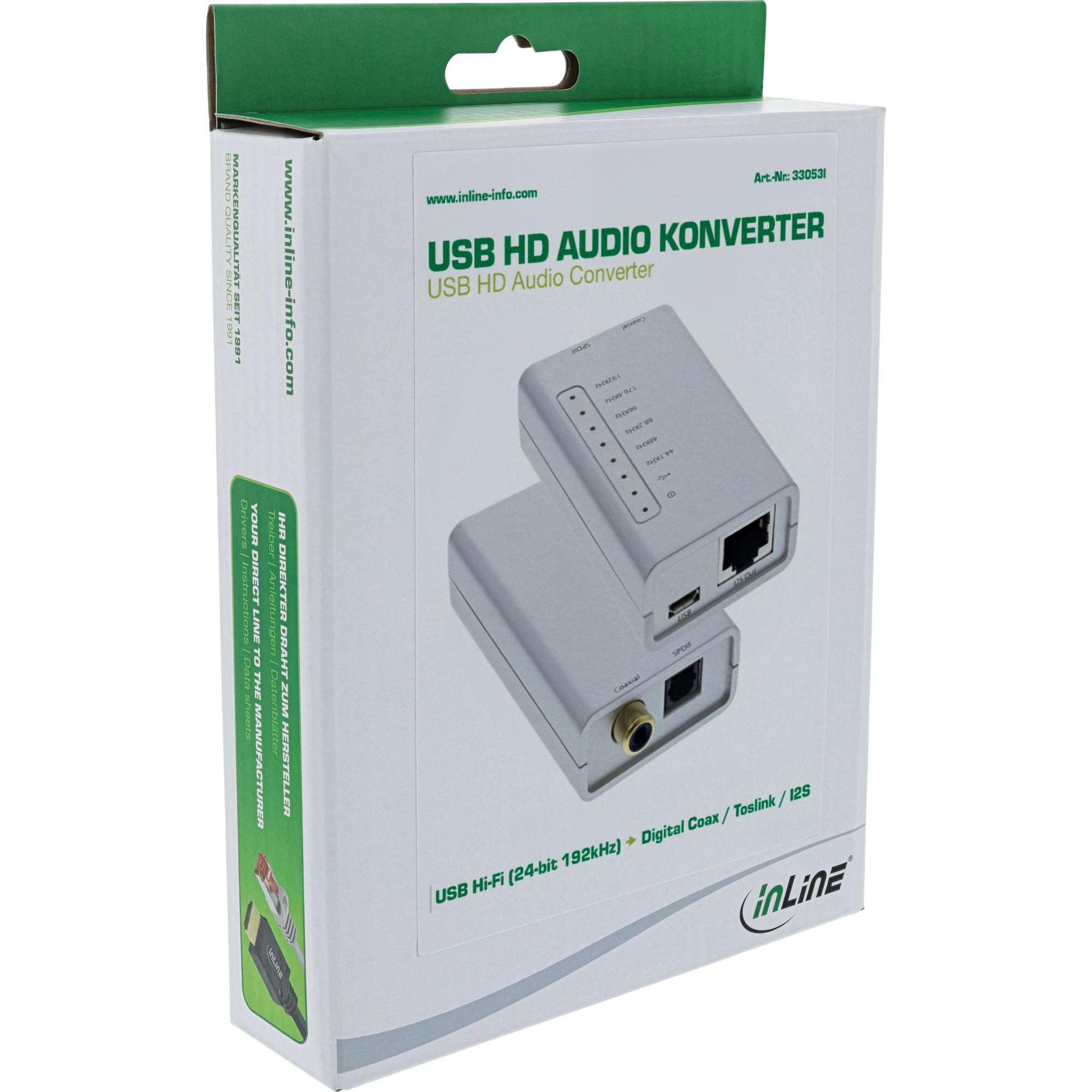 InLine USB HD Audio Adapter 24 Bit 192kHz to Digital Coax/Toslink/I2S Converter – image 4