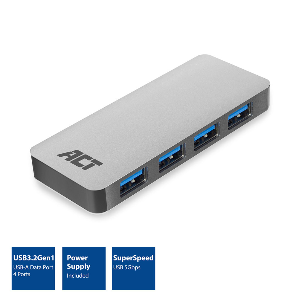 ACT USB hub 3.0, 4 port USB-A, power supply