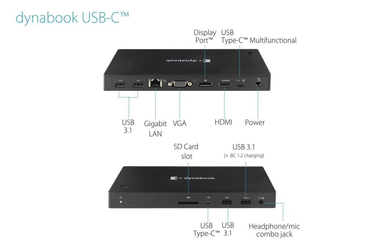 Dynabook PA5356A-1PRP laptop dock/port replicator Wired USB 3.2 Gen 1 (3.1 Gen 1) Type-C Black – image 3
