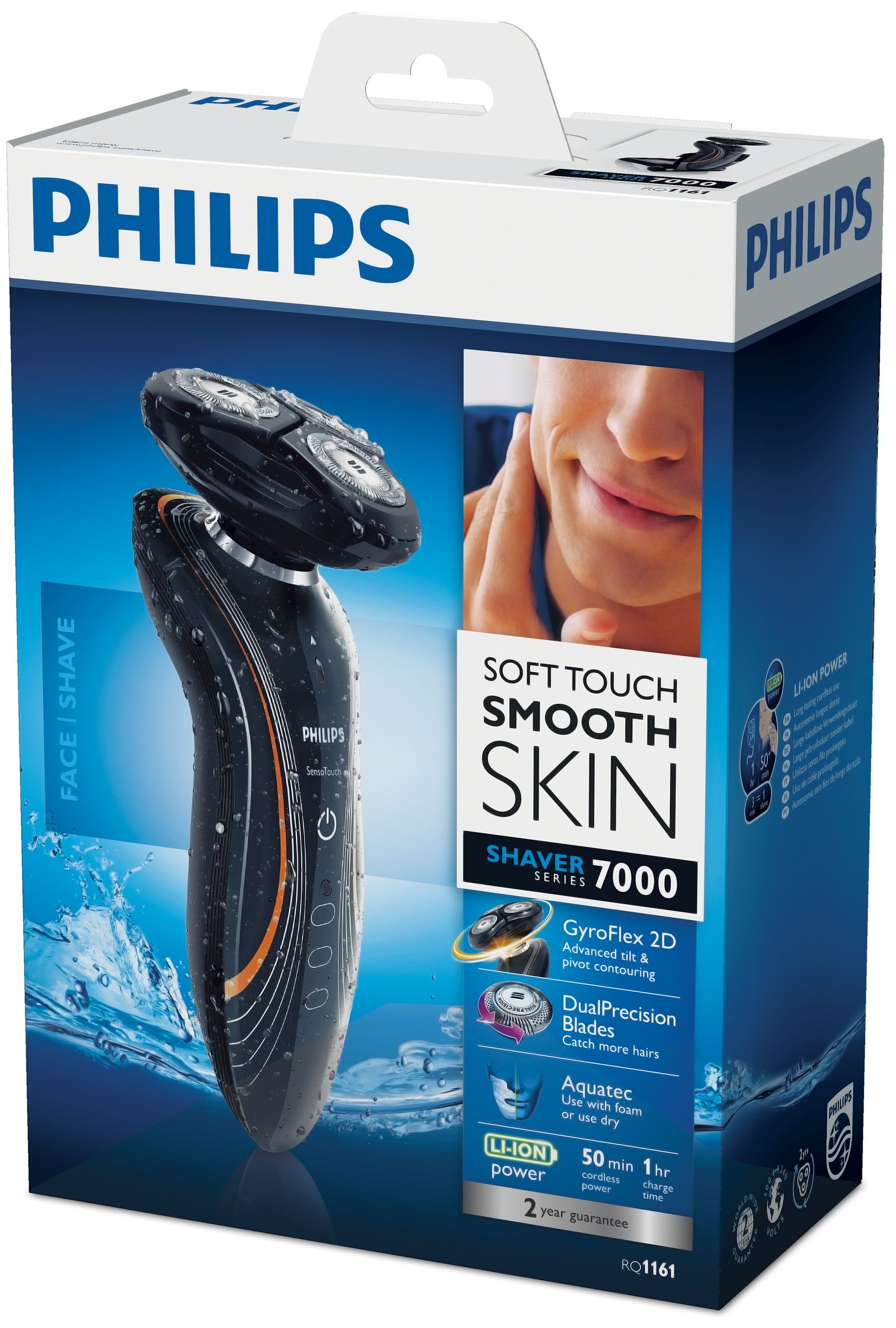 Philips SHAVER Series 7000 SensoTouch RQ1161/16 men's shaver Rotation shaver Black, Orange – image 2