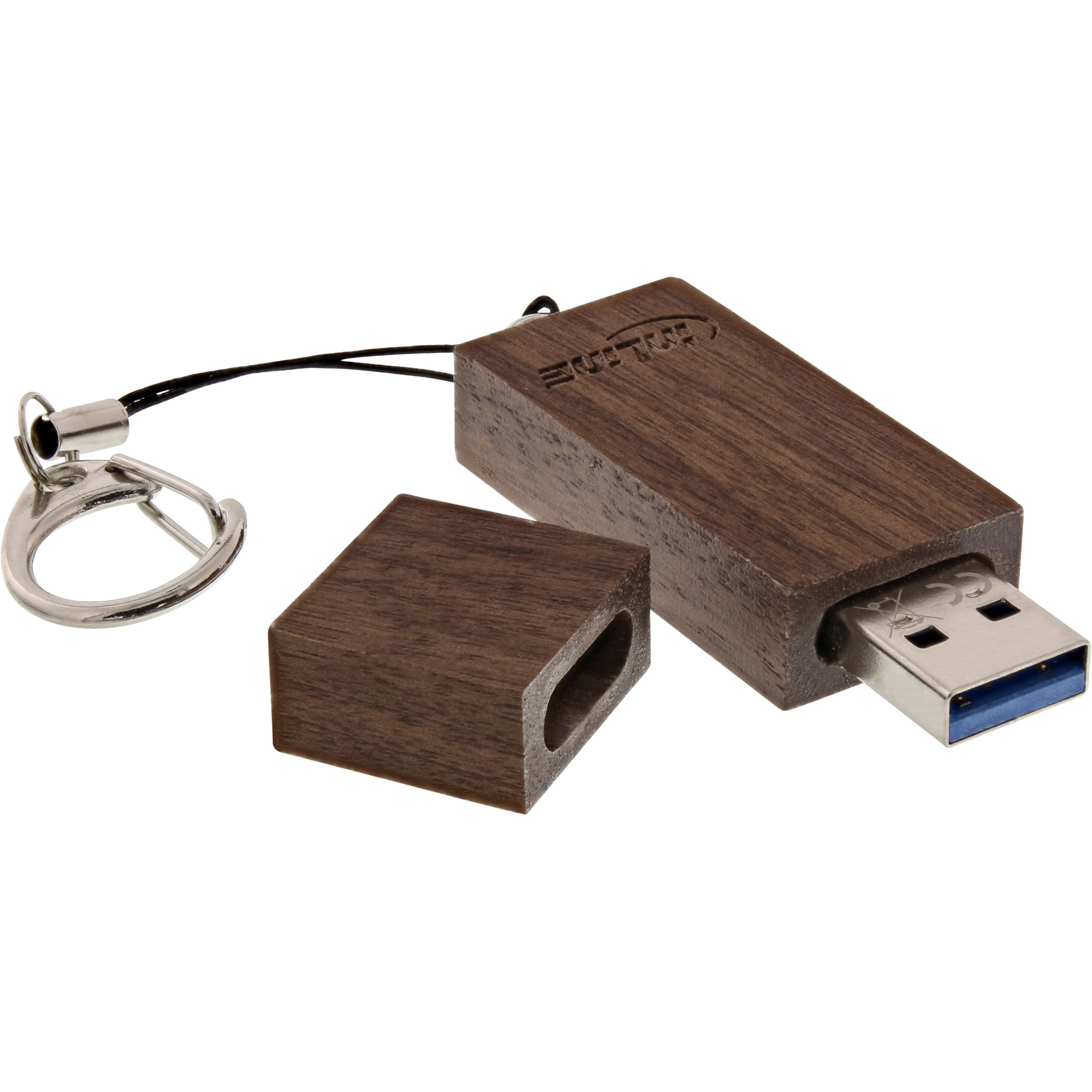 InLine USB 3.0 Flash drive, woodline walnut, with Keychain