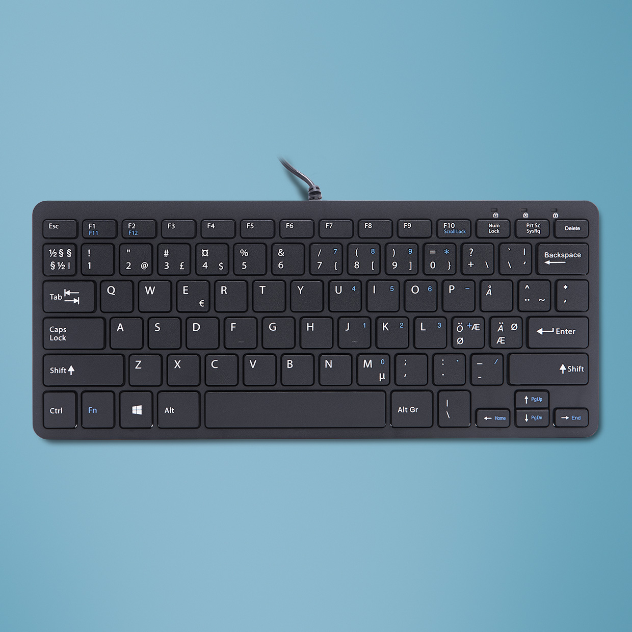 R-Go Tools Ergonomic keyboard R-Go Compact, compact keyboard, flat design, QWERTY (NORDIC), wired, black