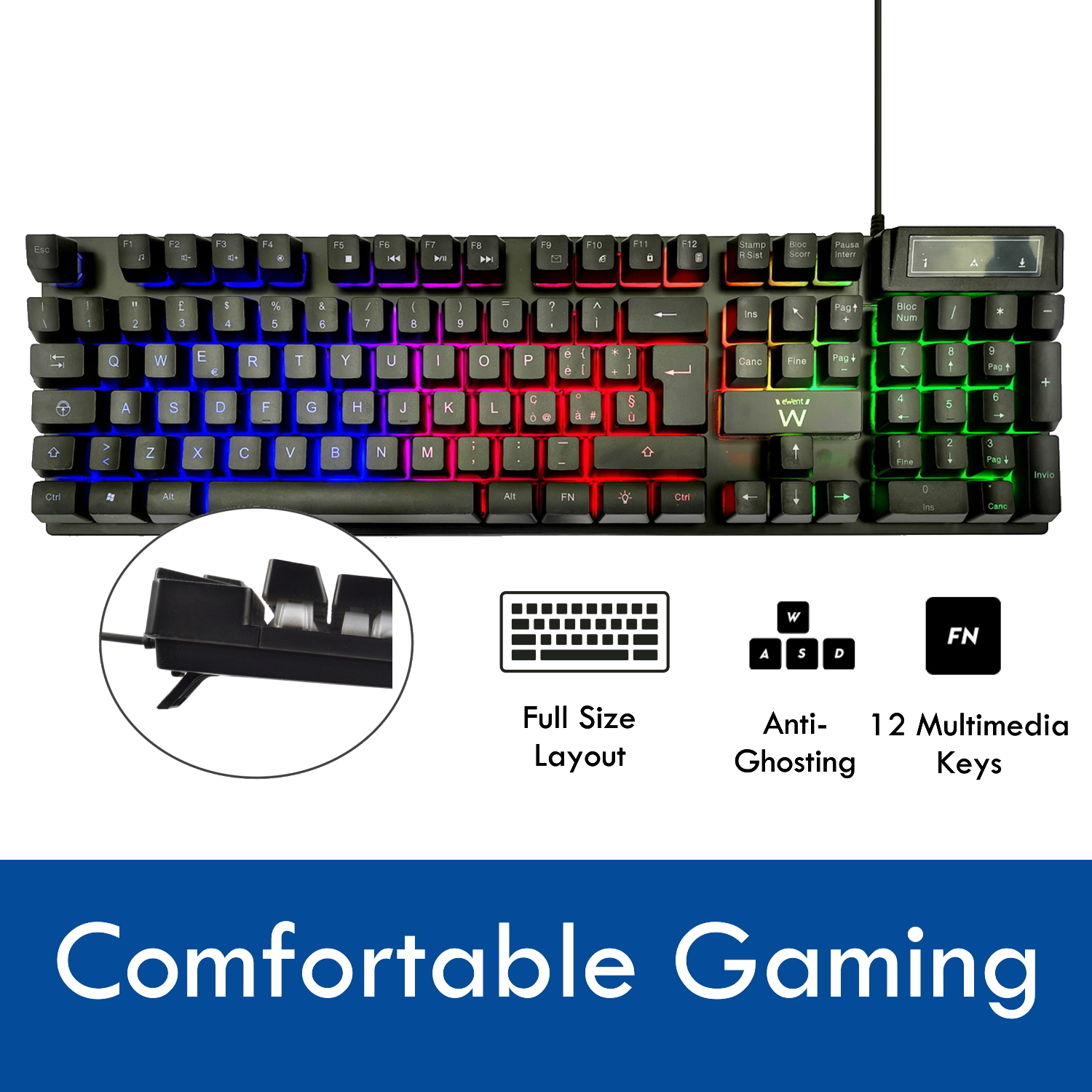 Ewent PL3200 keyboard Mouse included Gaming USB QWERTY Italian Black – image 5