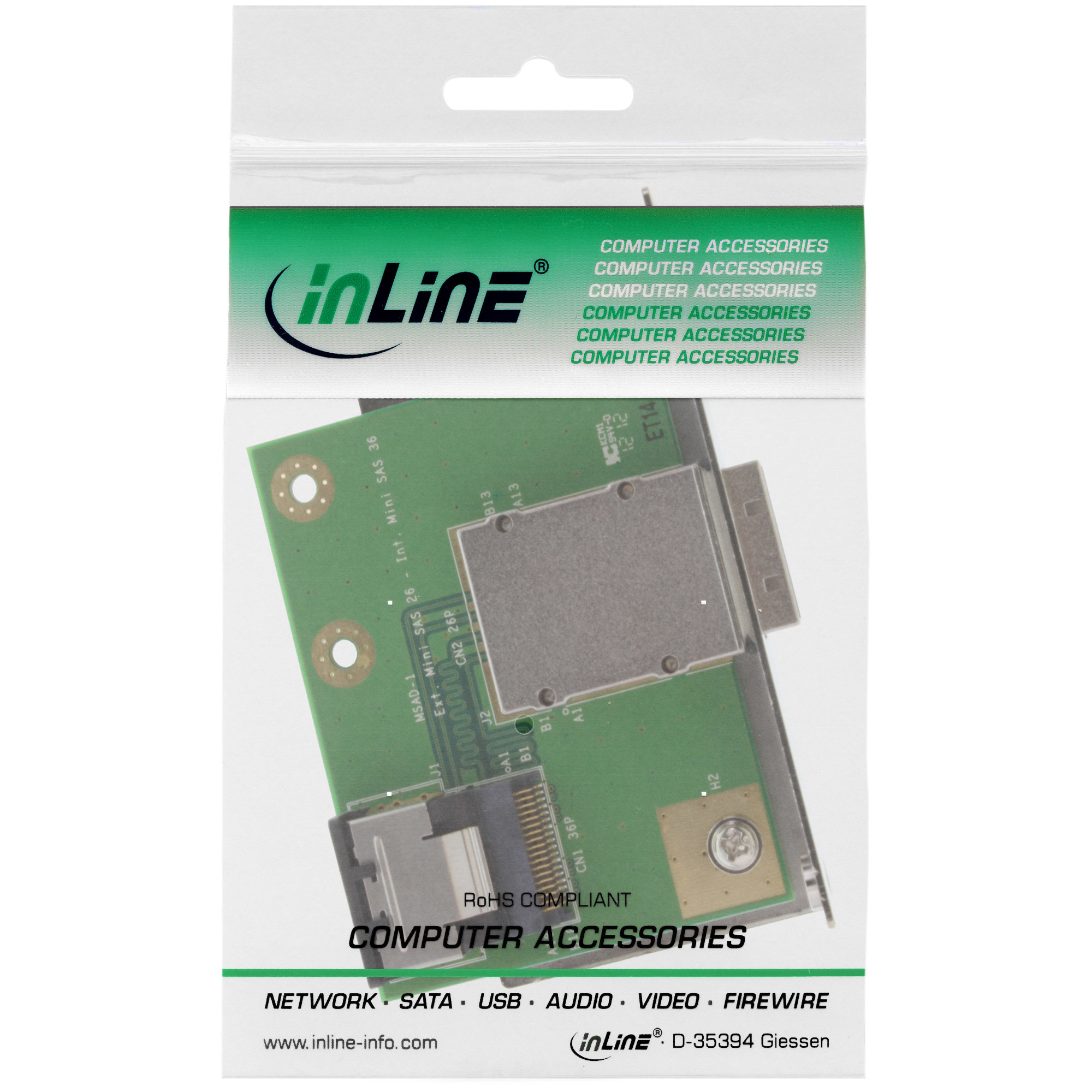 InLine eSATA Bracket 2x internal SATA male to external eSATA female 0.3m – image 3