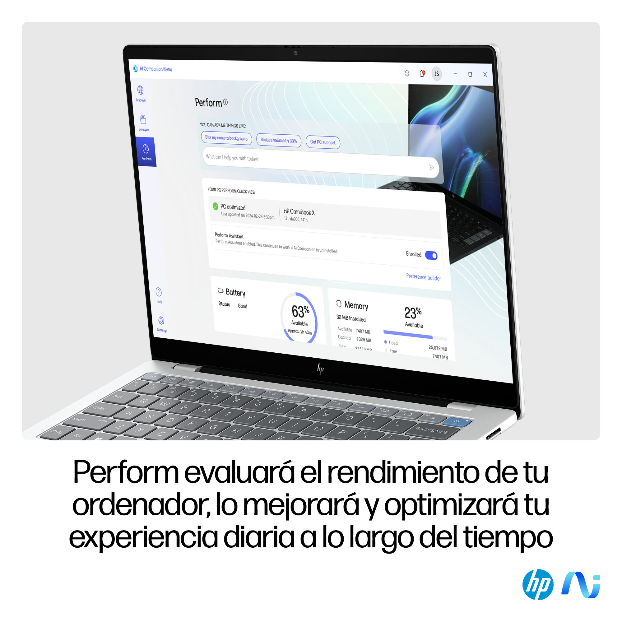 HP - Portátil HP OmniBook X 14-fe1004ns Copilot+PC, QC Snapdragon X Plus X1P-42-100, 16GB, 512GB SSD, 14', W11. - imagen 8