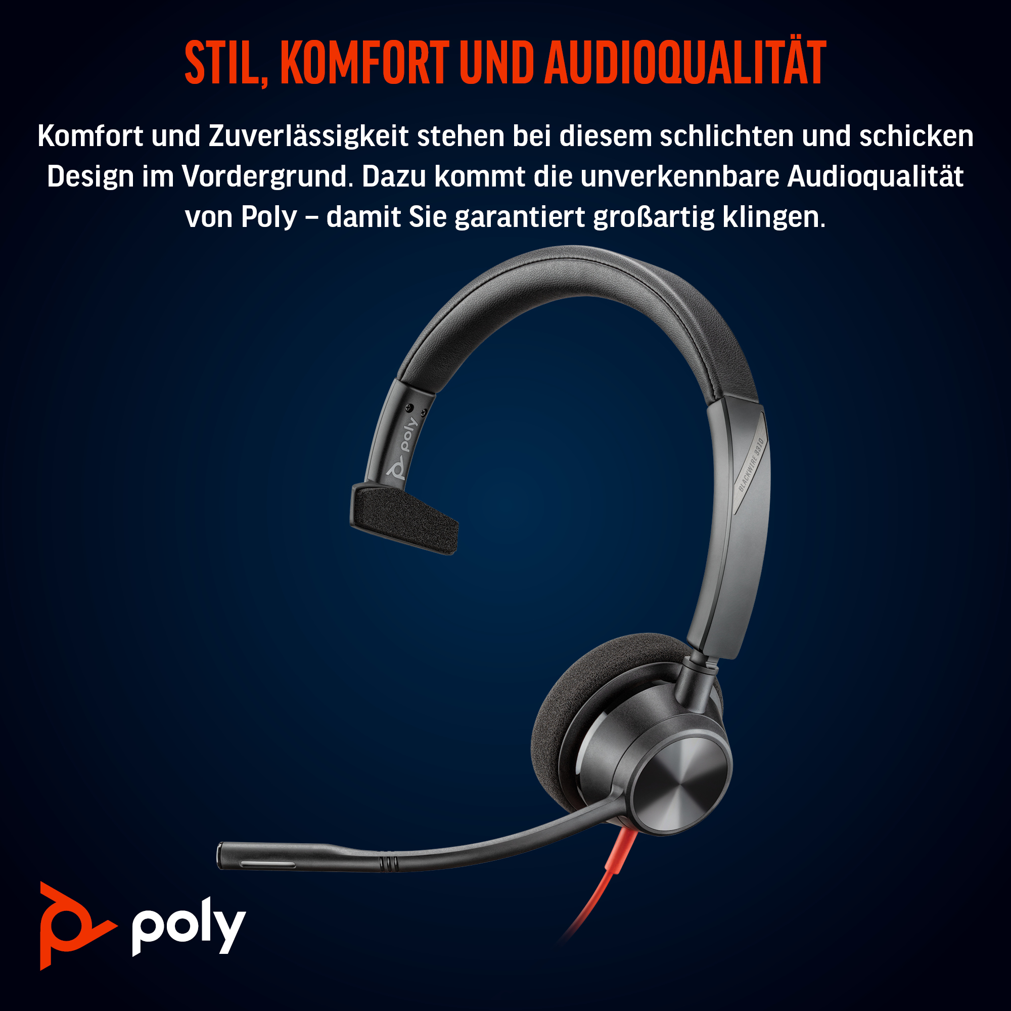 HP Poly Blackwire 3310 Monaural Microsoft Teams Certified USB-C Headset +USB-C/A Adapter. Weight: 103 g