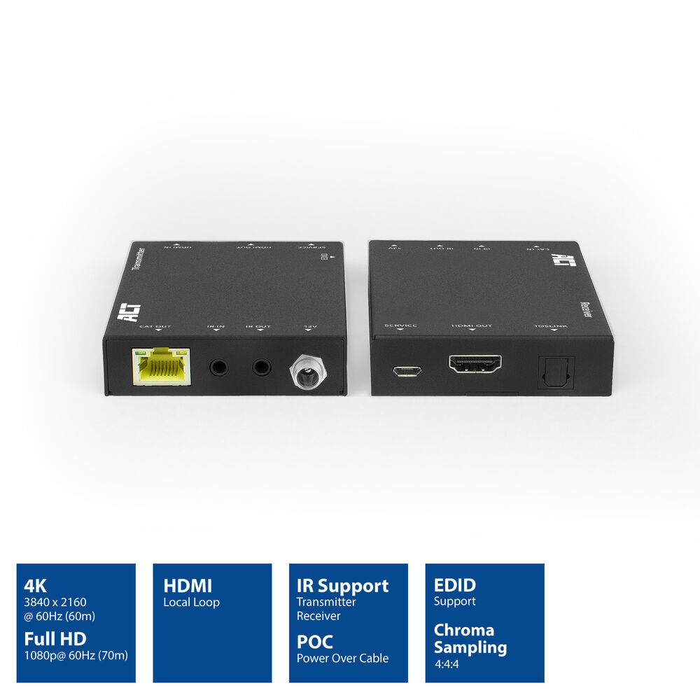 ACT 4K HDMI 2.0 extender set over CAT6 UTP with IR support, 60 meters – image 2