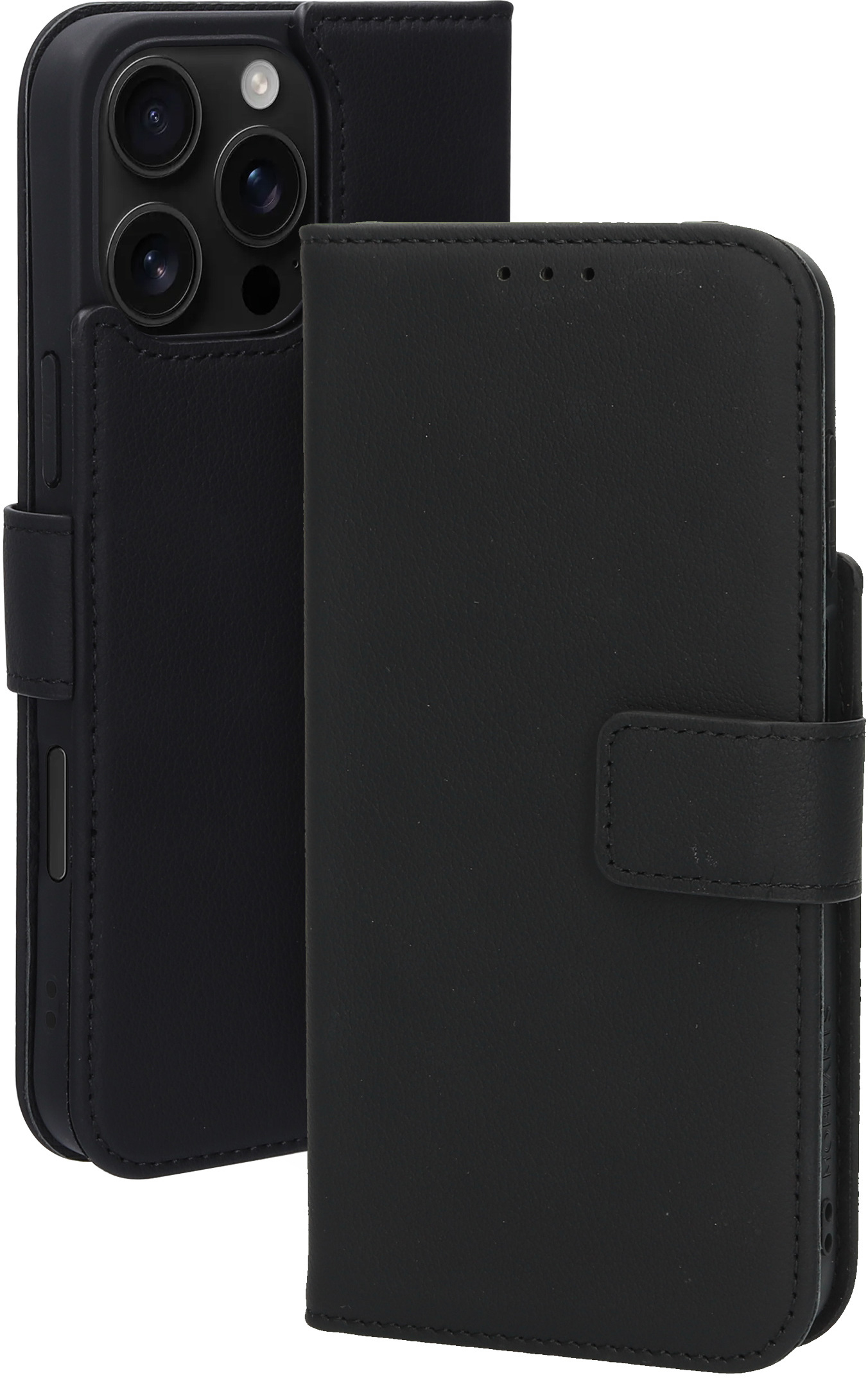 Mobiparts Leather Wallet Case Apple iPhone 16 Pro Max Black (MagSafe Compatible)