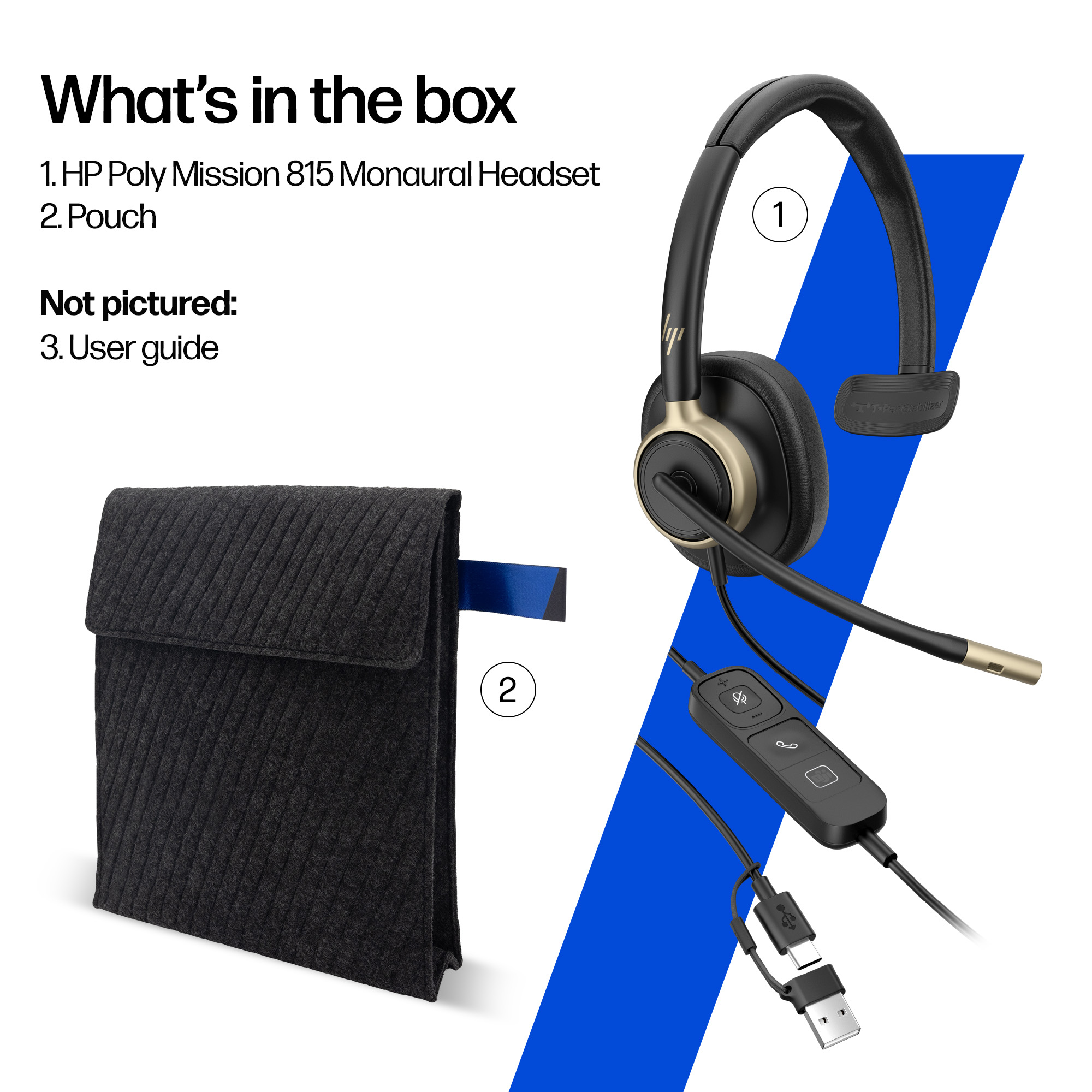 HP Poly Mission 815 Monaural USB Wired Headset (Bulk) – image 9