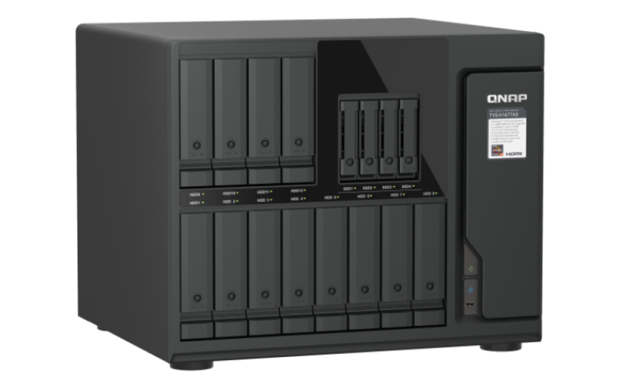 QNAP TVS-H1677AX-R5-16G serveur de stockage NAS Tower AMD Ryzen™ 5 16 Go DDR5 0 To QuTS hero Noir