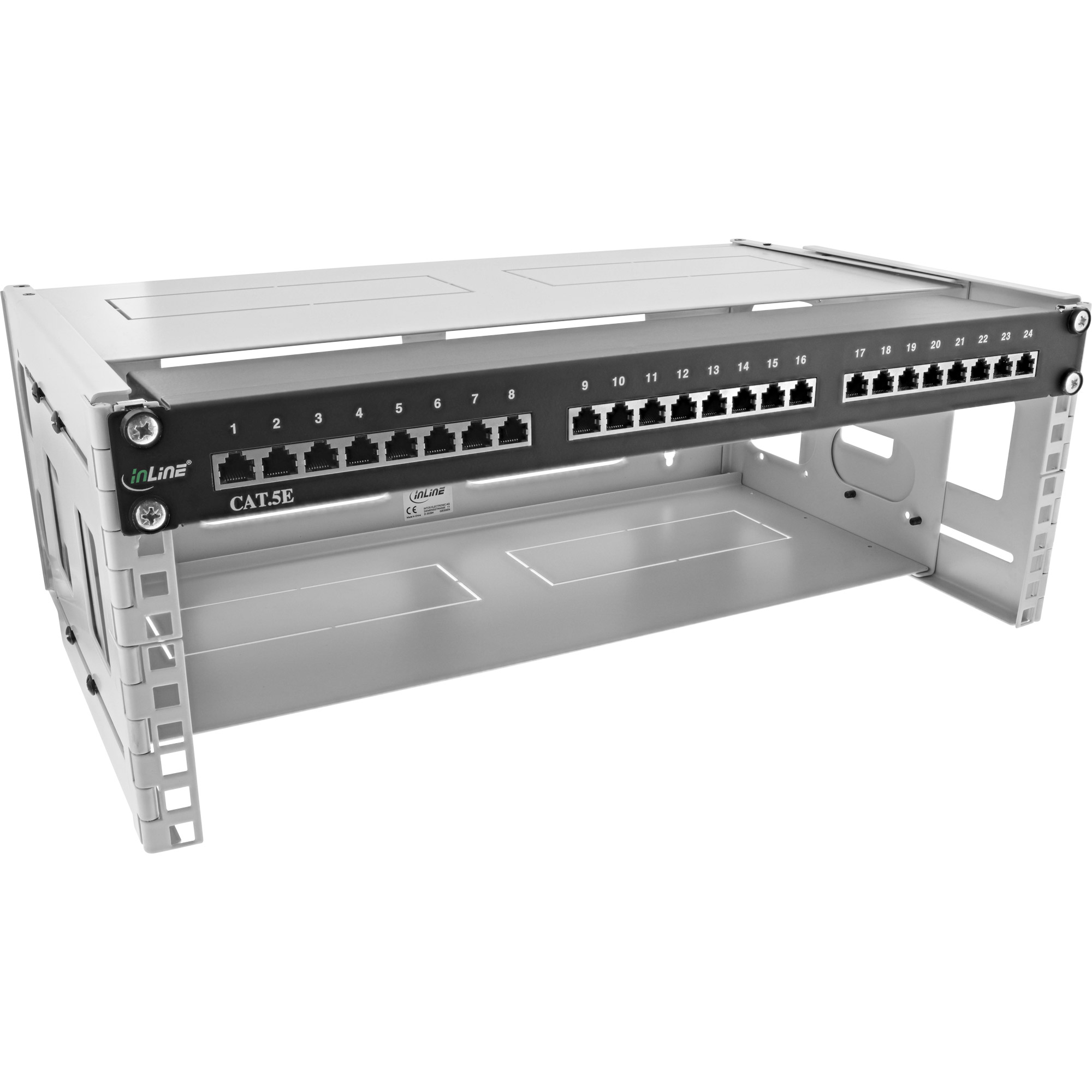 InLine 19" foldable rack, 4U, 24-40cm depth, with cover, grey – image 2
