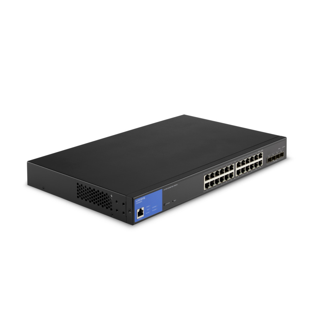 Linksys LGS328MPC network switch Managed L3 Gigabit Ethernet (10/100/1000) Power over Ethernet (PoE) Black, Blue – image 1