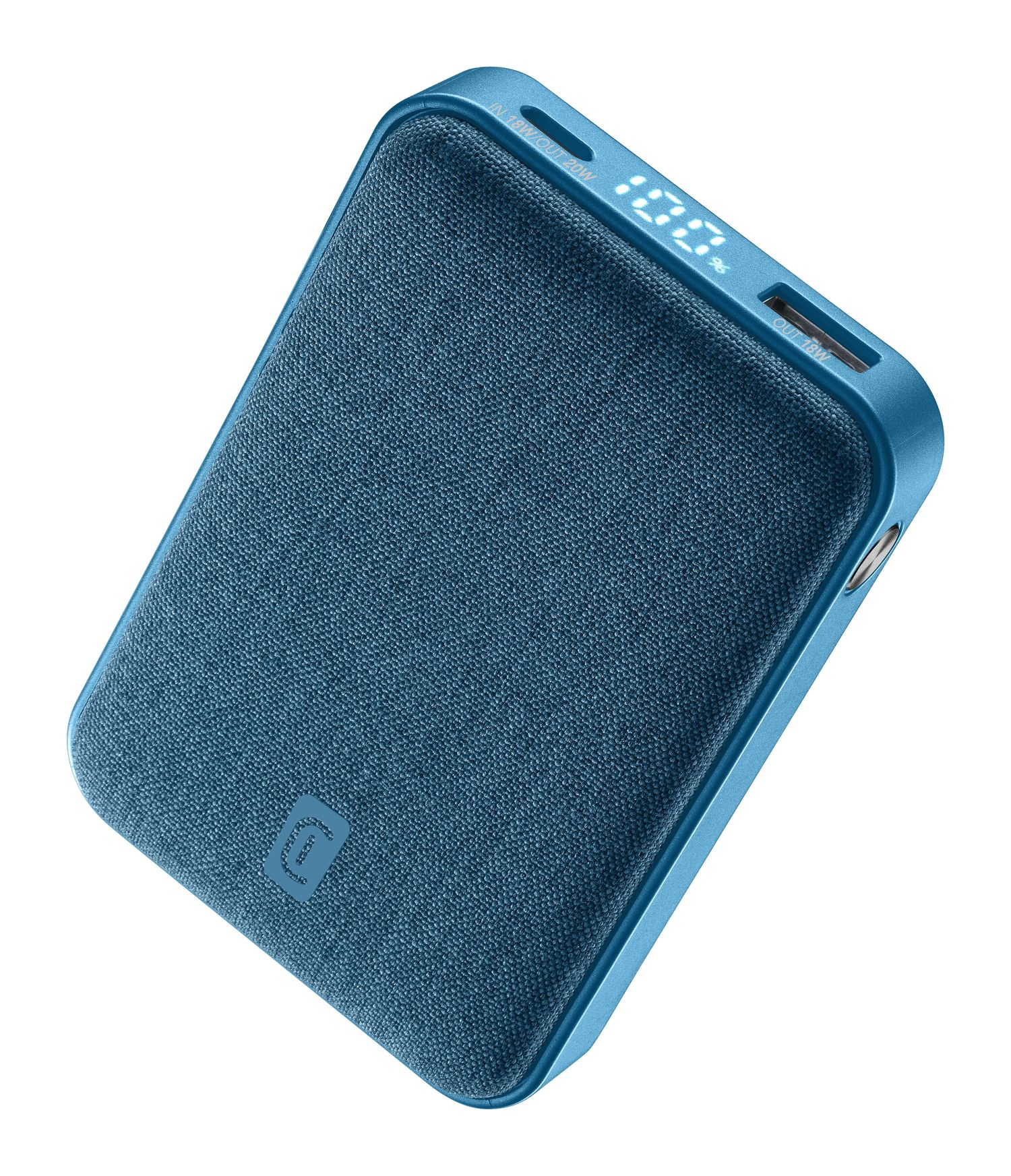 Powerbank - CellularLine Glam, 10000 mAh, 20 W, Hasta 72h de carga, USB C, A, Azul