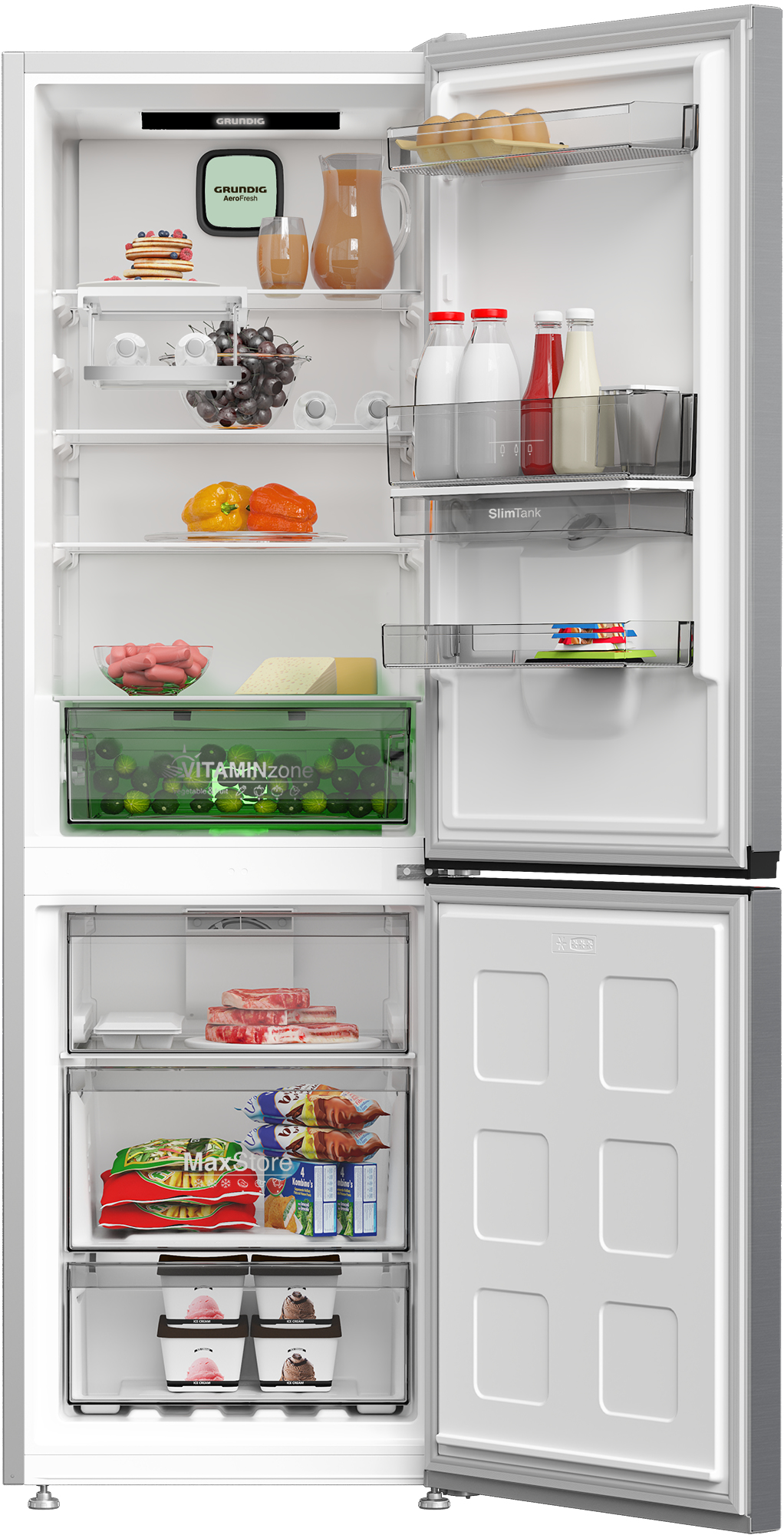 Grundig GKN5686DVN AeroFresh Combi Fridge Freezer with VitaminZone crisper and Water Dispenser – image 4