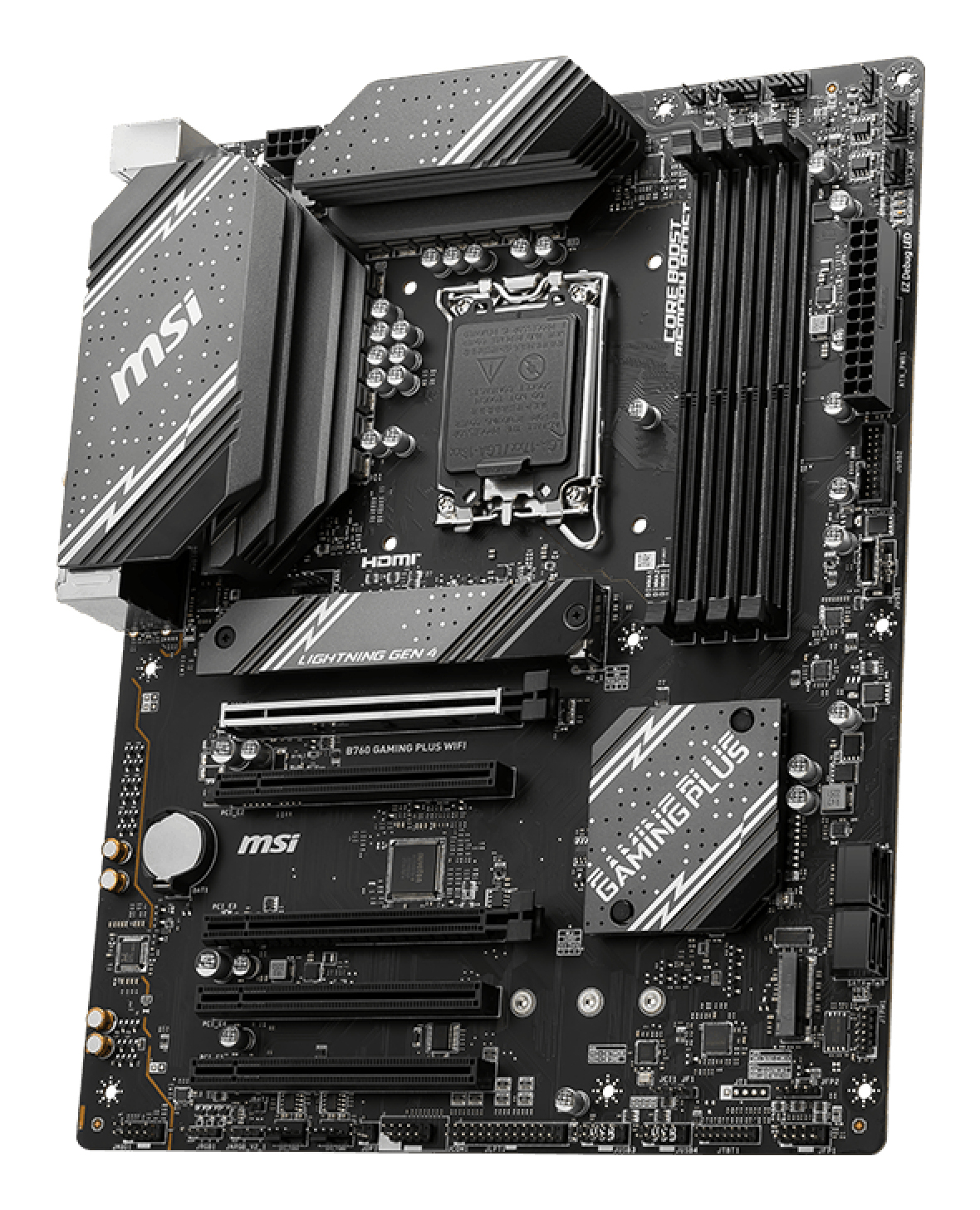 Tarjeta Madre MSI B760 GAMING PLUS WIFI - Socket 1700 - 4x DDR5 - 4800/5600/6800+(OC)MHz - HDMI - DisplayPort - USB 2.0/3.2 - ATX - B760 GAMING PLUS WIFI