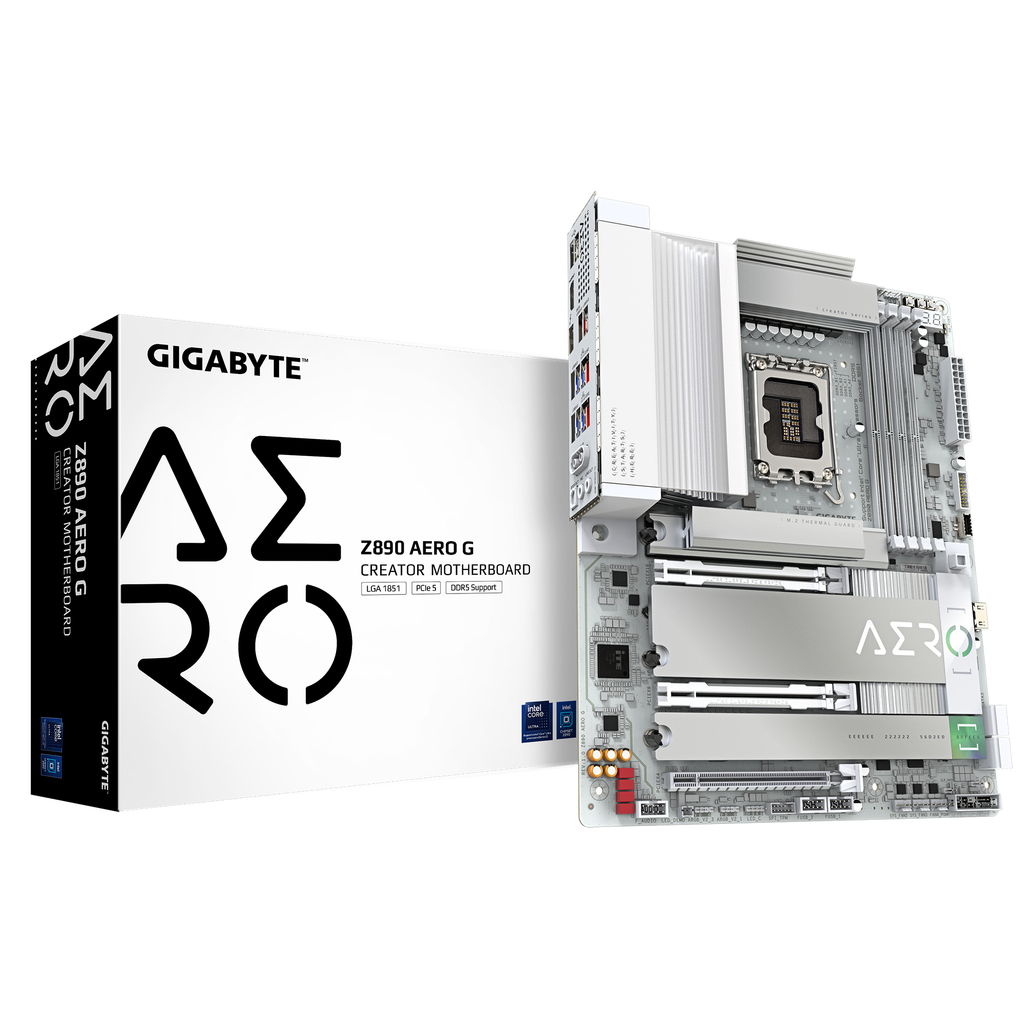 GIGABYTE Z890 AERO G Scheda Madre - Supporta CPU Intel Core Ultra (Serie 2) VRM a 1612 fasi fino a 8800MHz DDR5 (OC) 1xPCIe 5.0