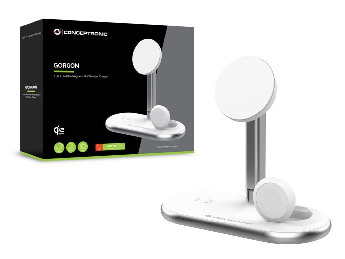 Conceptronic GORGON05W 3-in-1 Foldable Magnetic Qi2 Wireless Charger – image 2
