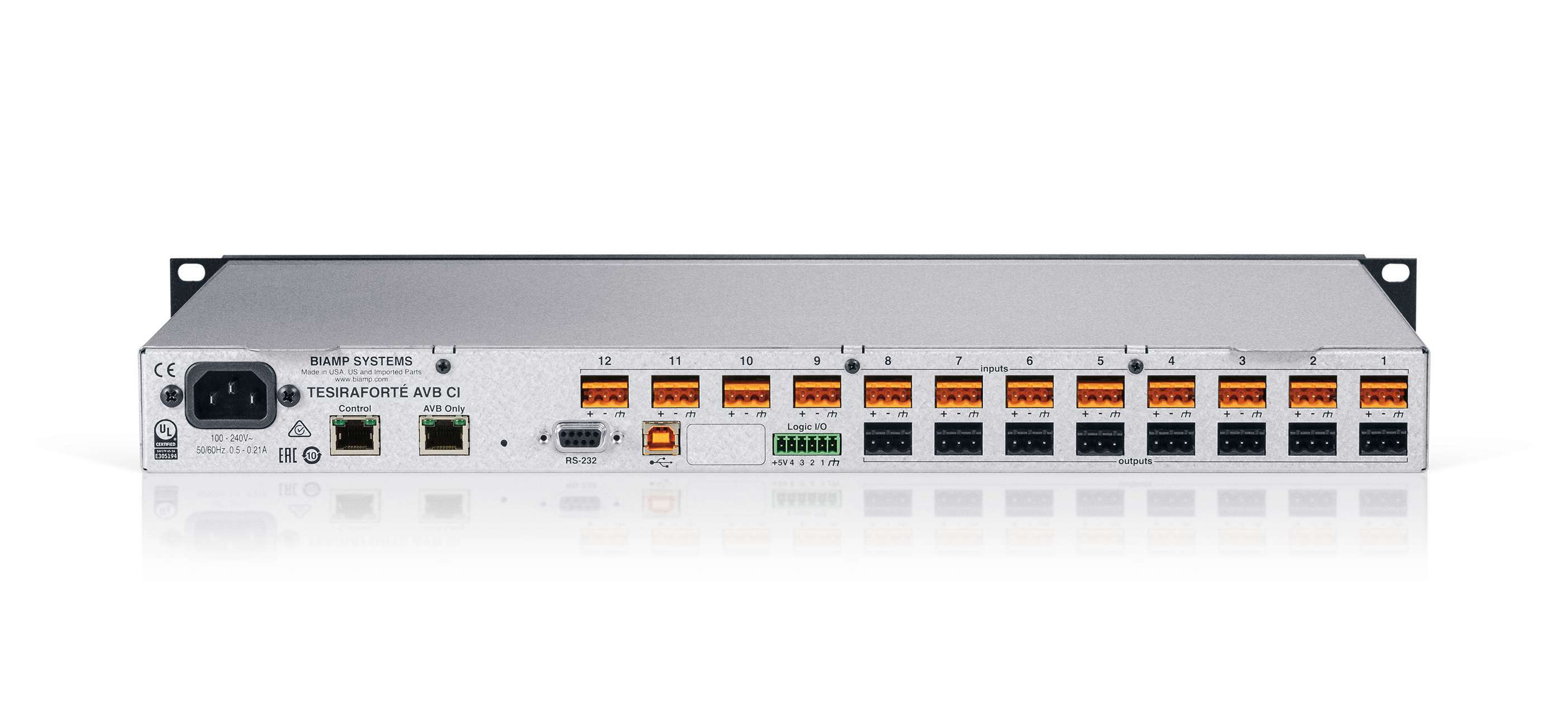 صورة معالج الصوت الرقمي Biamp Tesira FORTÉ AVB CI 1U مثبت على حامل