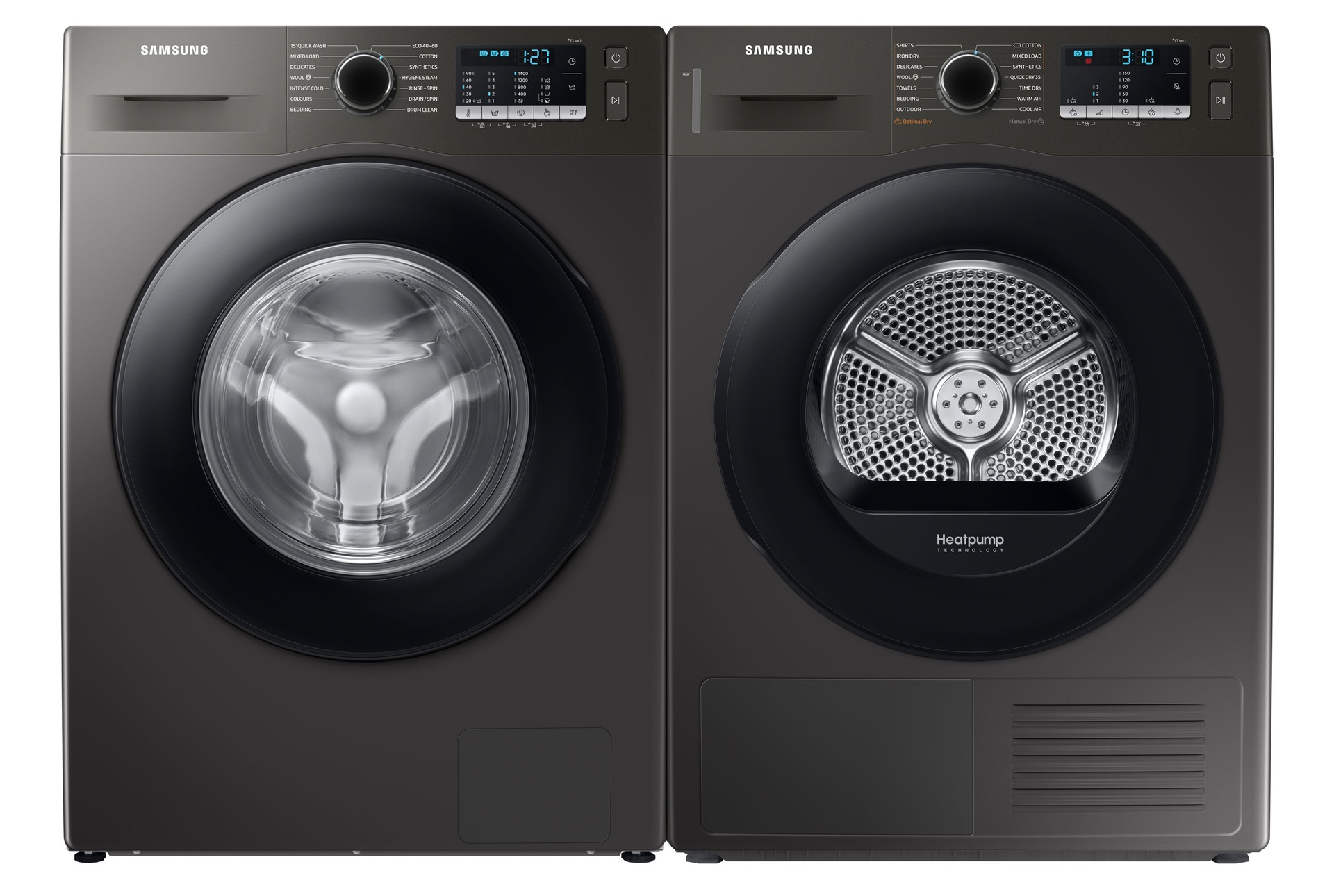 Samsung Series 5 WW90TA046AX/EU ecobubble™ Washing Machine & DV90TA040AX/EU, Heat Pump Tumble Dryer