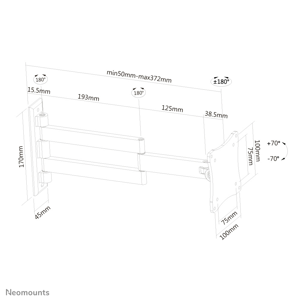 Neomounts FPMA-W830BLACK Monitor/TV mount wall 10-27" - full motion – image 9