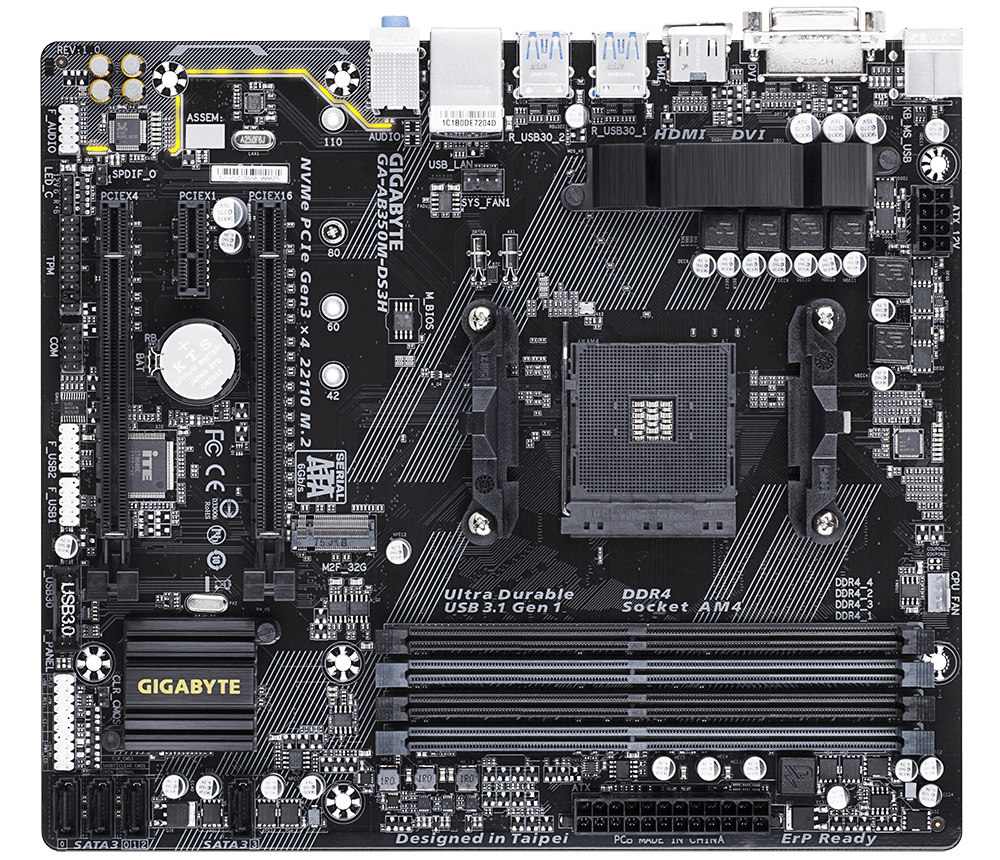 GIGABYTE GA-AB350M-DS3H motherboard AMD X370 Socket AM4 micro ATX – image 2