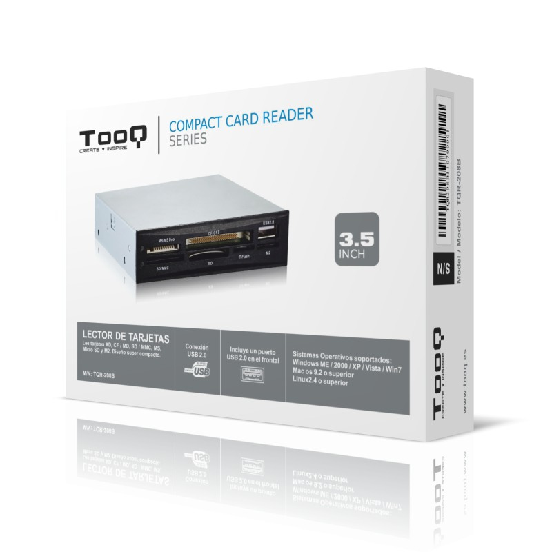 TooQ TQR-208B card reader USB 2.0 Internal Black, Silver – image 3