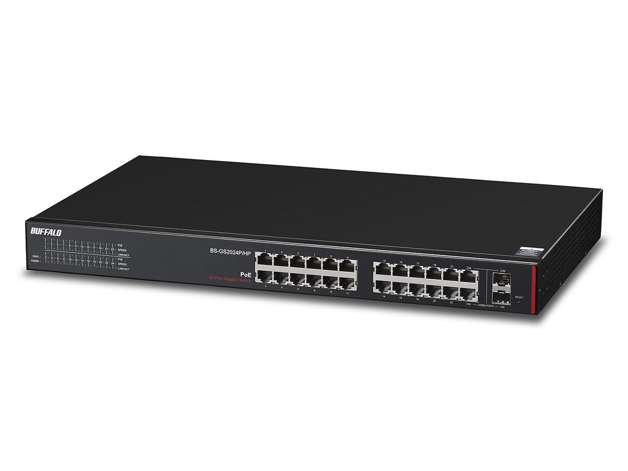 Buffalo BS-GS2024P/HP network switch Managed Gigabit Ethernet (10/100/1000) Power over Ethernet (PoE) 1U Black