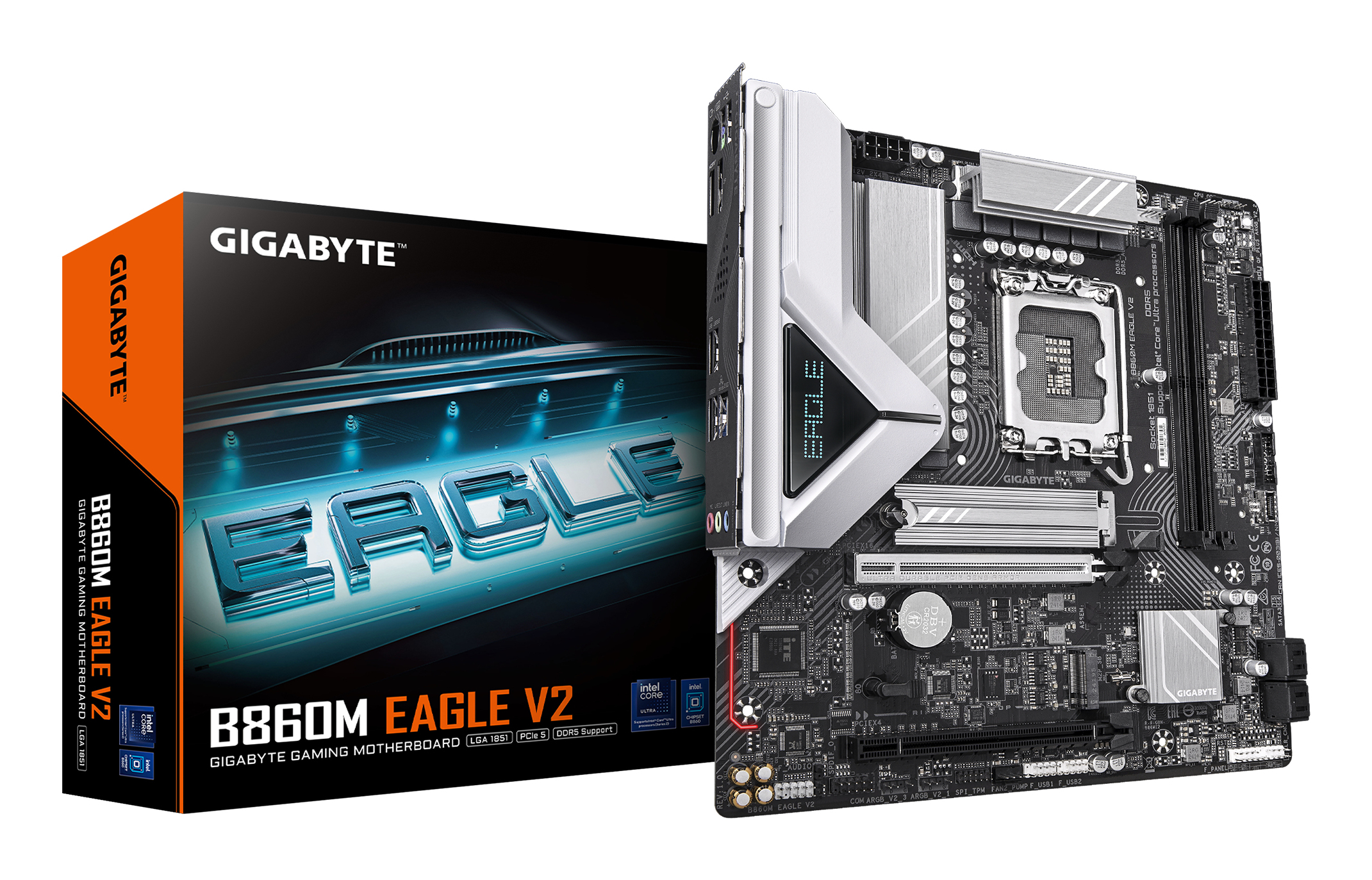 GIGABYTE B860M EAGLE V2 Scheda madre - CPU Intel Core Ultra Series, VRM a 6+1+2 fasi, fino a 9066 MHz DDR5, 1x M.2 PCIe 5.0 + 1