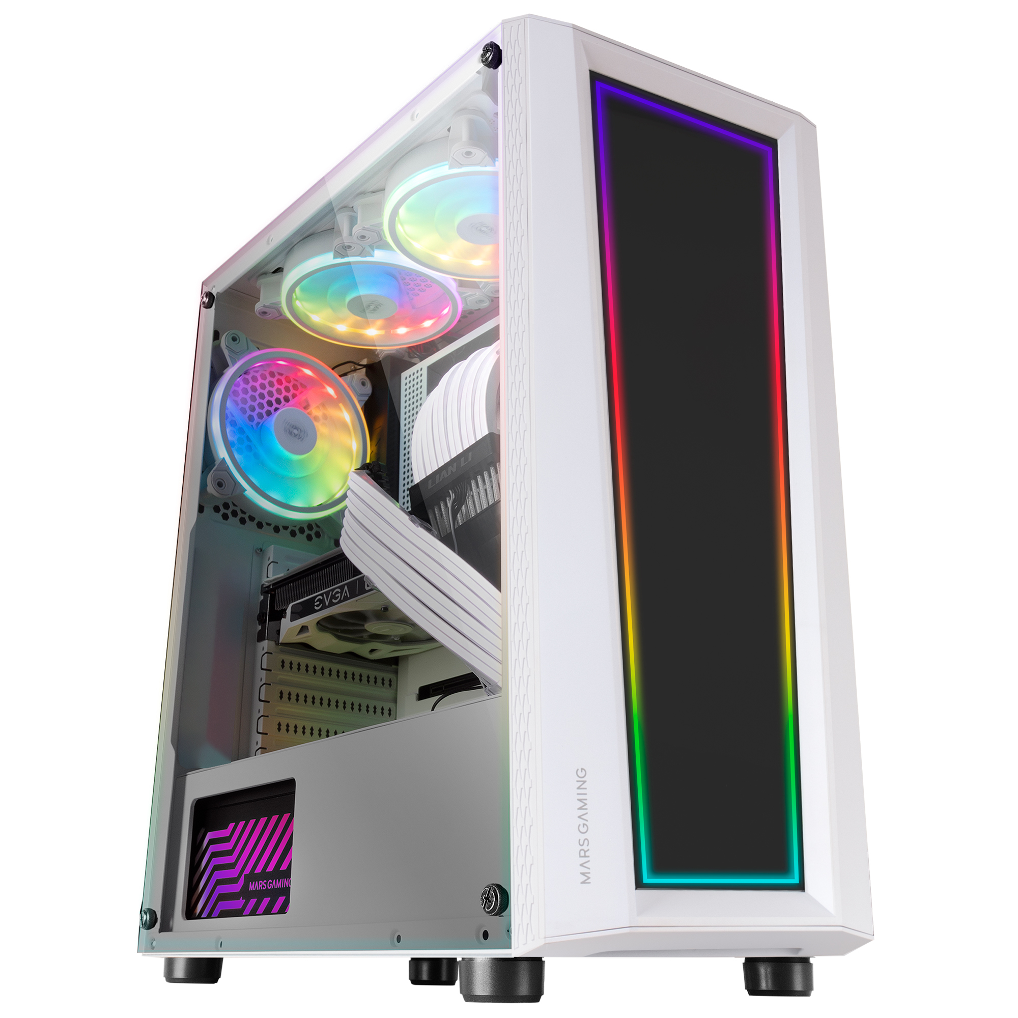 Mars Gaming MC-ART White ATX Gaming PC Case Double Drawable Tempered Glass ARGB 12 Modes – image 5